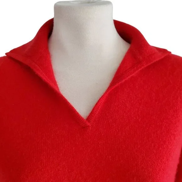 Peck & Peck Cashmere 100% 2 Ply Red Polo Neck Size M - Picture 3 of 10